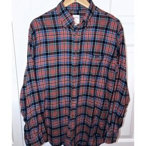 Brooks Brothers 346 Mens long sleeve button down Shirt Red Blue‎ Plaid Med EUC